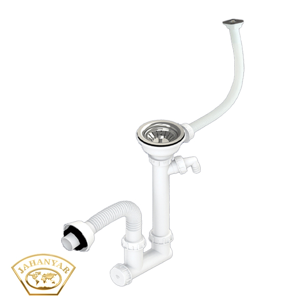 سیفون ظرفشویی تک لگن با زیر آب بزرگ دارای سر ریز صاف دایره جهانیار(فانتزی)